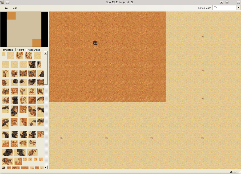 Editor showing a lame test map but many new tiles *yay*