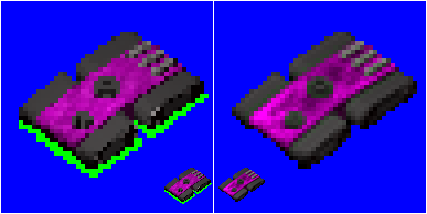 left is without AA -&amp;gt; direct copy to shp<br />right is with AA -&amp;gt; long way to shp