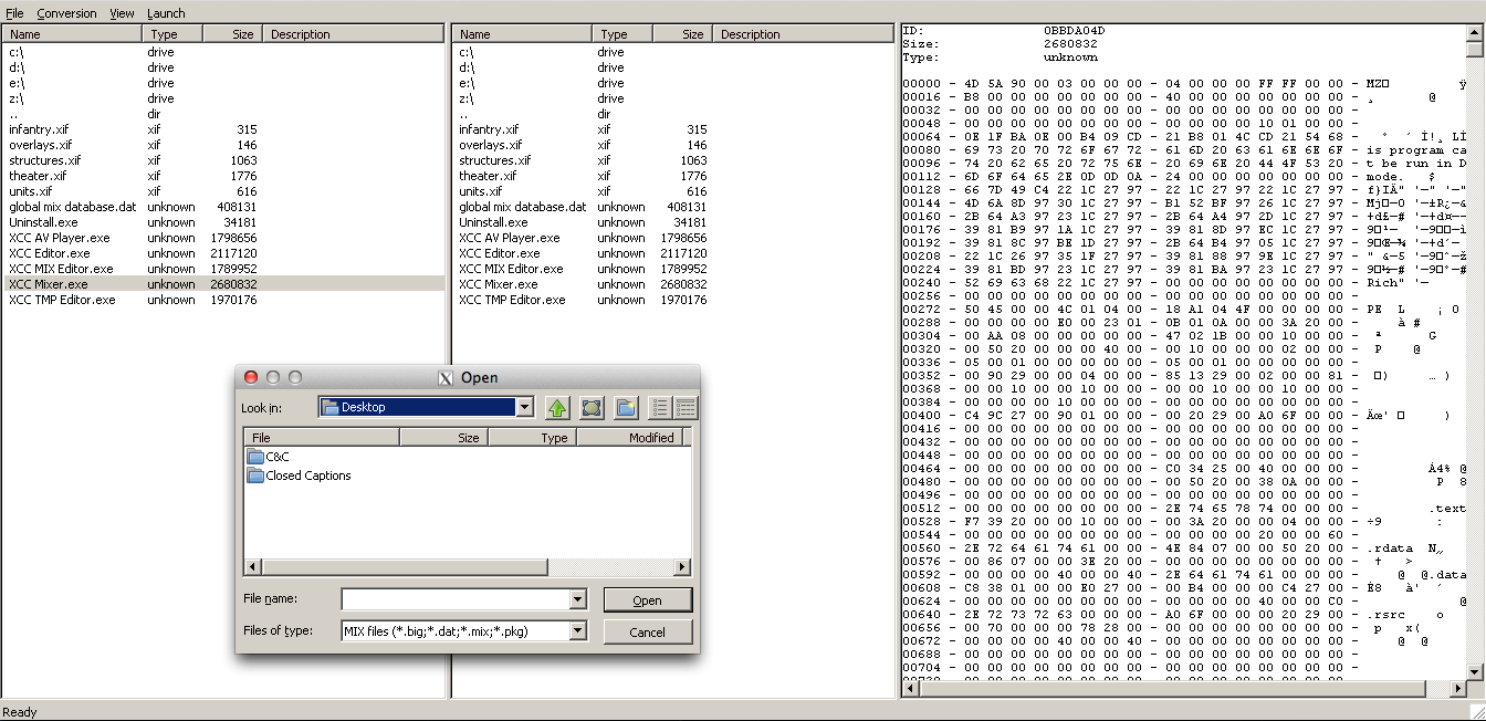 This is what XCC Mixer looks like on initial launch.  Ignore that Open window